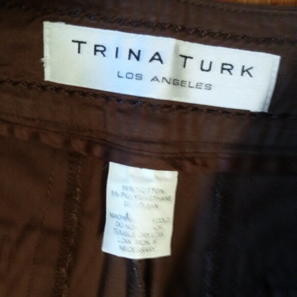 Trina Turk Pants straight leg Cropped Brown stretch 32x27.5 excellent condition - Picture 8 of 9